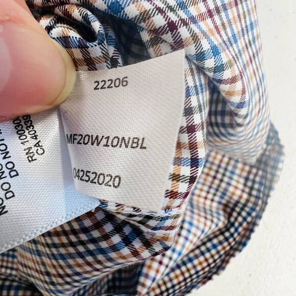 Peter Millar Shirt XL Anderson Blue Tattersall Button Up Shirt Check Black Tan - Picture 5 of 9